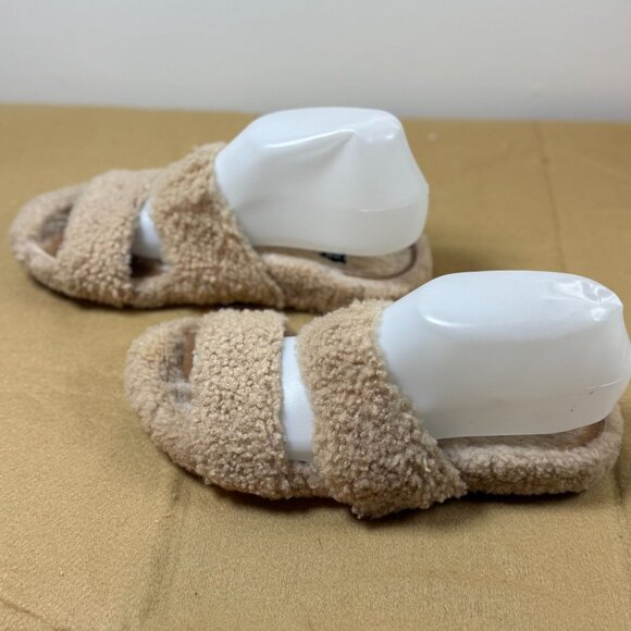 Eileen Fisher Womens Shearling Slip-On Sandals 7.5 Beige Strappy Fuzzy Soft - Picture 5 of 8